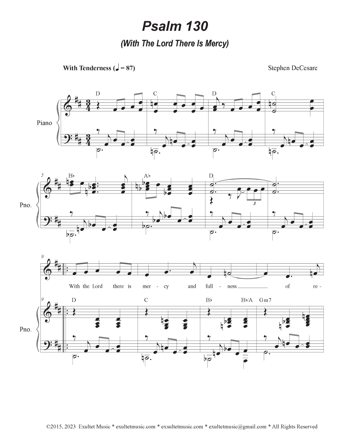 Psalm 130 (With The Lord There Is Mercy) (Unison choir)