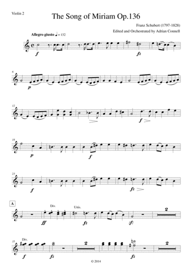 Schubert - The Song of Miriam Op.136 - Violin 2 (arr. Adrian Connell)