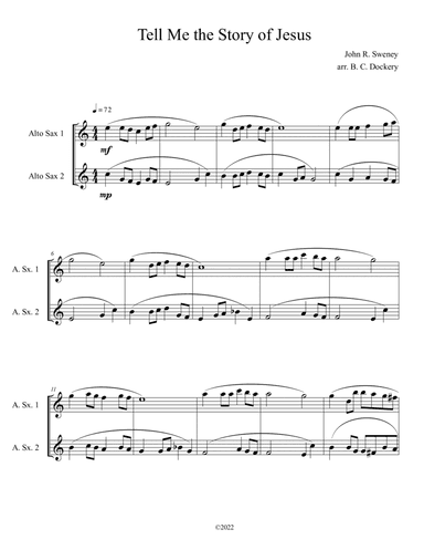 Tell Me the Story of Jesus (Alto Sax Duet) (arr. B. C. Dockery)