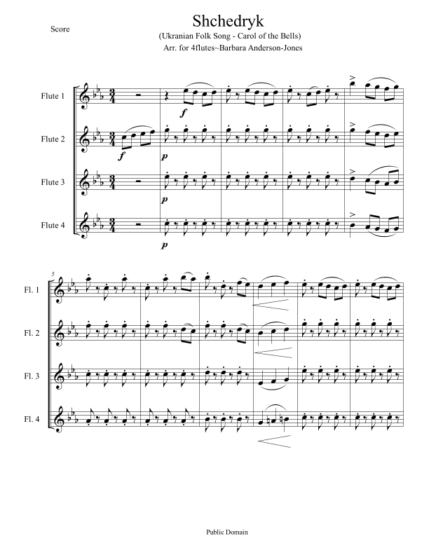 Shchedyk (Carol of the Bells) (arr. Barbara Anderson-Jones)