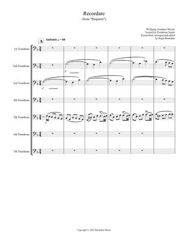 Recordare (from "Requiem") (F) (Trombone Septet) (arr. Regis Bookshar)