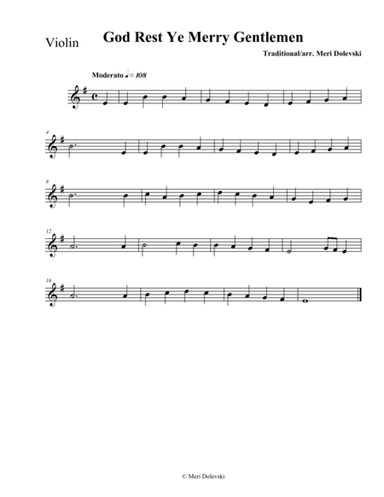 God Rest Ye Merry Gentlemen: violin/piano (arr. Meri Dolevski)