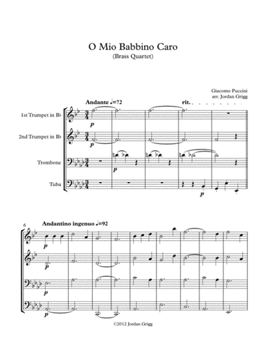 O Mio Babbino Caro (Brass Quartet) (arr. Jordan Grigg)