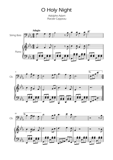 O Holy Night -String Bass Solo w/ Piano (arr. Ygor Nunes)