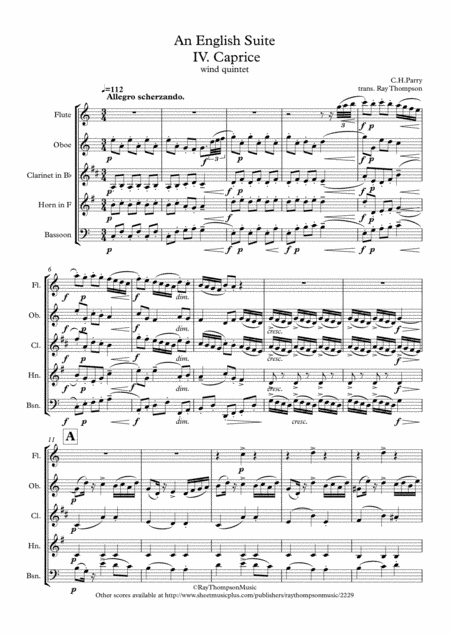 Parry: An English Suite IV. Caprice - wind quintet (arr. Ray Thompson)