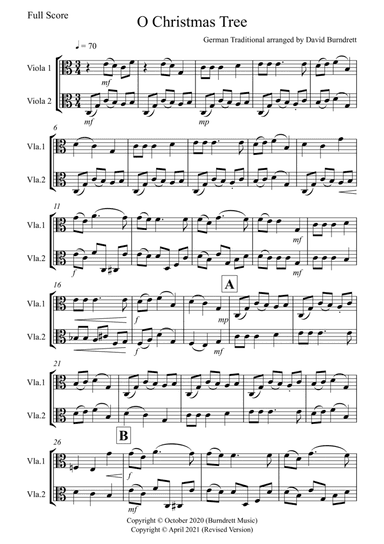 O Christmas Tree for Viola Duet (arr. David Burndrett)