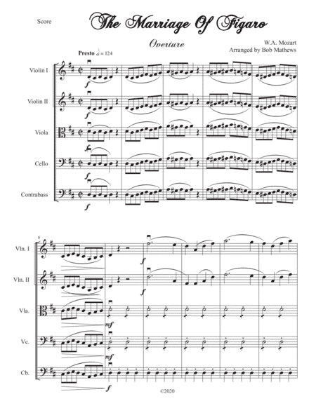 The Marriage Of Figaro Overture for String Orchestra (arr. Bob Mathews)