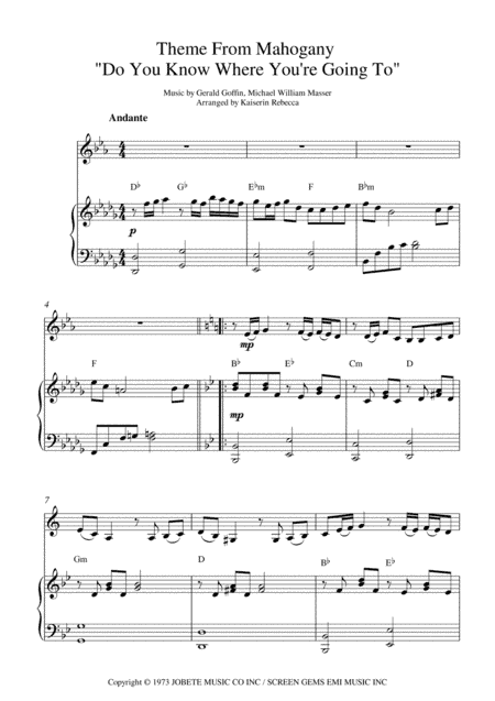Do You Know Where You're Going To? (arr. Kaiserin Rebecca)