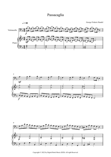 Passacaglia - George Frideric Handel (Cello + Piano) (arr. Digital Book Music)