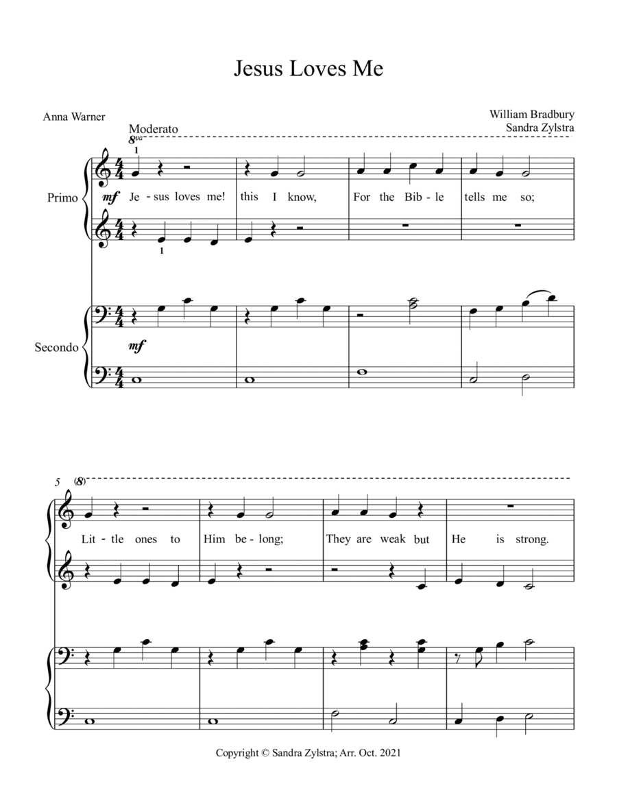 Jesus Loves Me (beginning solo with optional elementary duet) (arr. Sandra Zylstra)