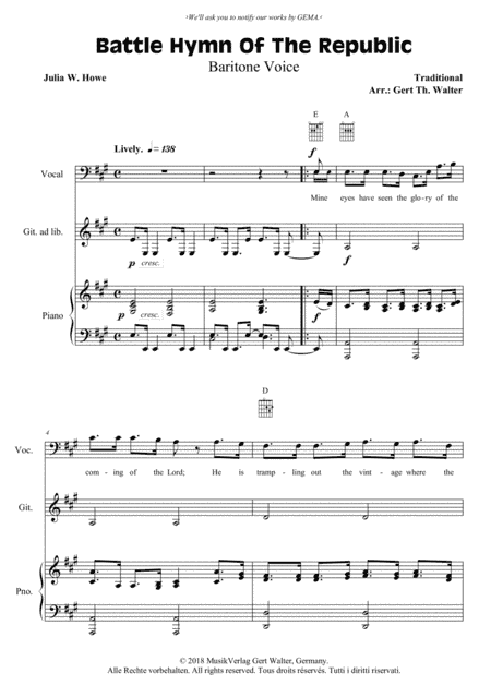 Battle Hymn Of The Republic (arr. Gert Th. Walter)