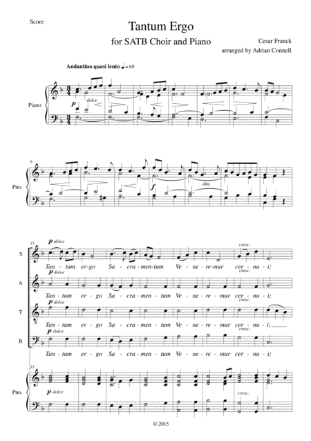 Franck Tantum Ergo arranged for SATB choir and piano (or organ) (arr. Adrian Connell)