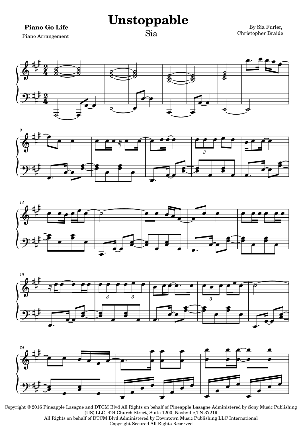 Unstoppable (arr. Piano Go Life)