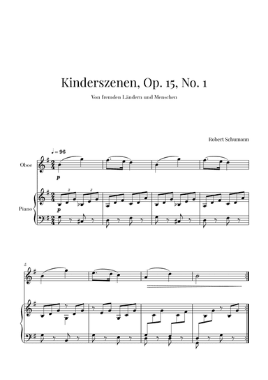 Kinderszenen, Op 15, No. 1 (for Oboe and Piano) (arr. Cadenza Editions)