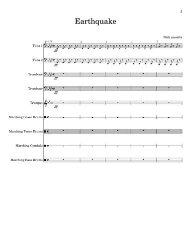 EARTHQUAKE  - Score Only (arr. Nickolas Cassella II)