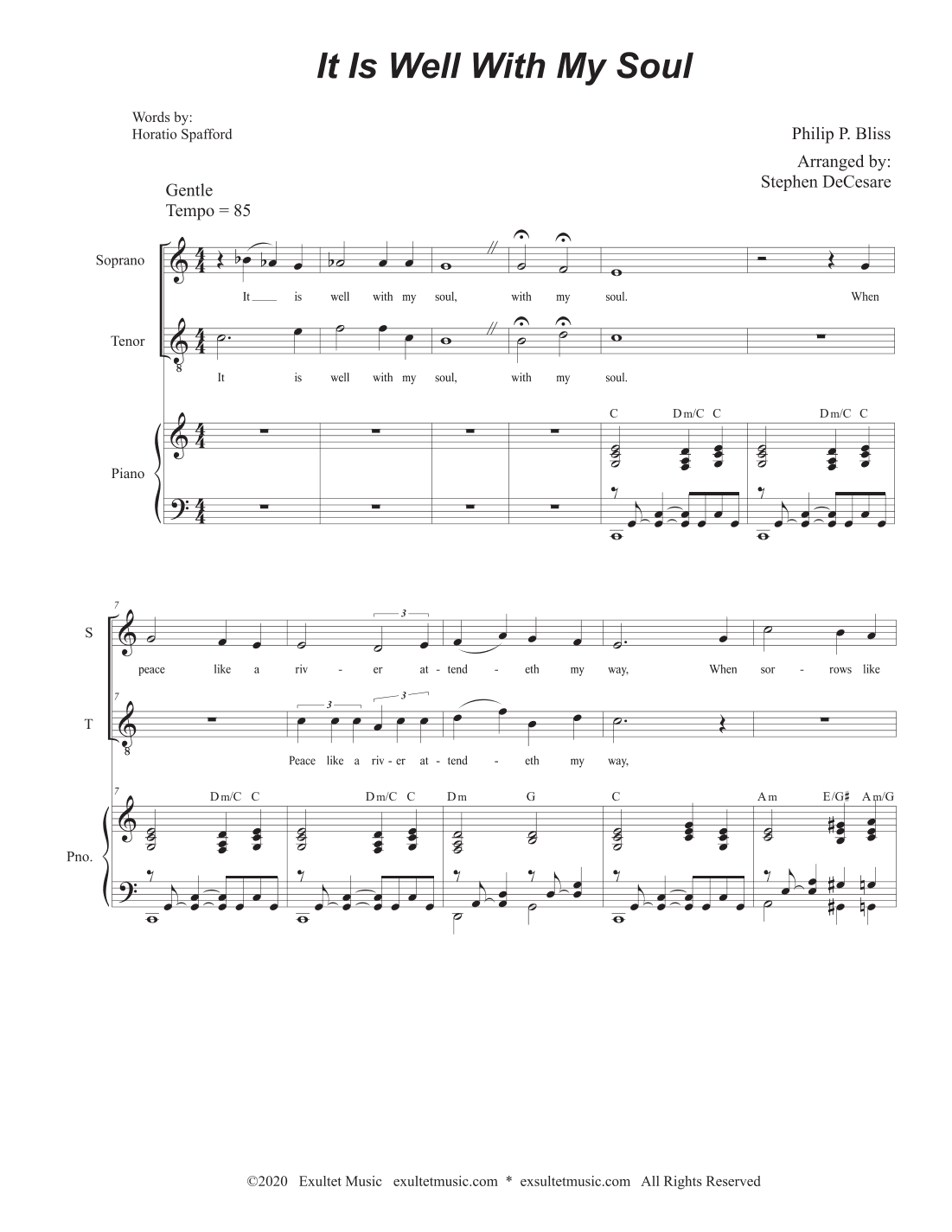 It Is Well With My Soul (2-part choir - (Soprano and Tenor) (arr. Stephen DeCesare)