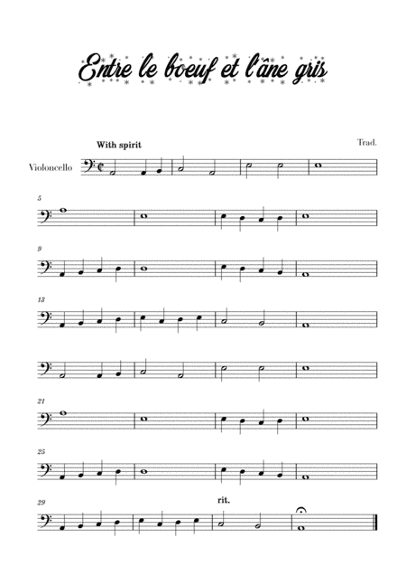 Entre le bœuf et l'âne gris (for Cello) (arr. Cadenza Editions)