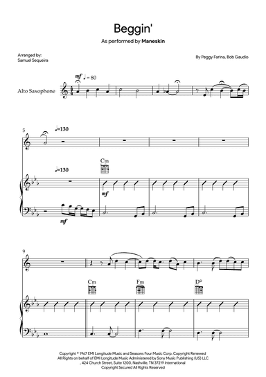 Beggin' (arr. Samuel Sequeira)