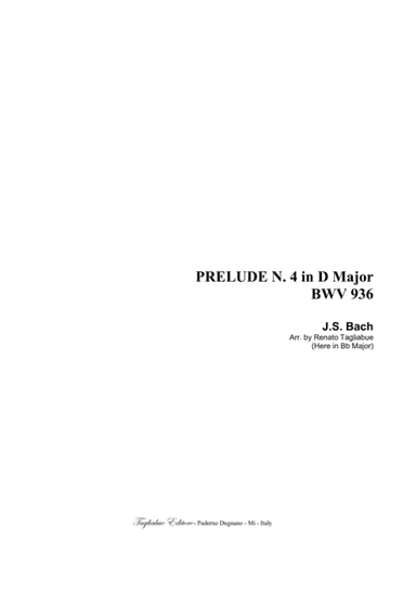 BACH J.S. - PRELUDE N. 4 in D Major -   BWV 936 - Arr. for SAB Choir in vocalization (arr. Renato Tagliabue)