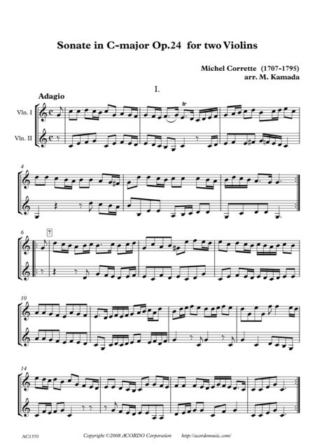 Sonate in C-major Op.24 for two Violins (arr. Mikio Kamada)