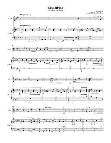 Colombine for Violin and Piano (arr. Julia Jacobsen)