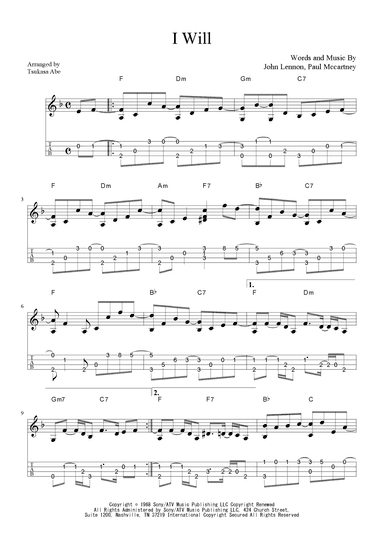 I Will (arr. Tsukasa Abe)