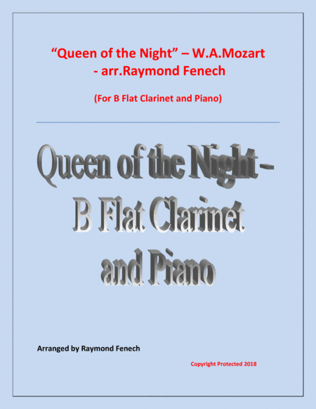 Queen of the Night - From the Magic Flute - B Flat Clarinet and Piano (arr. Raymond Fenech)