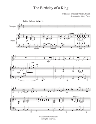 The Birthday of a King (Trumpet-Piano) (arr. Marty Parks)