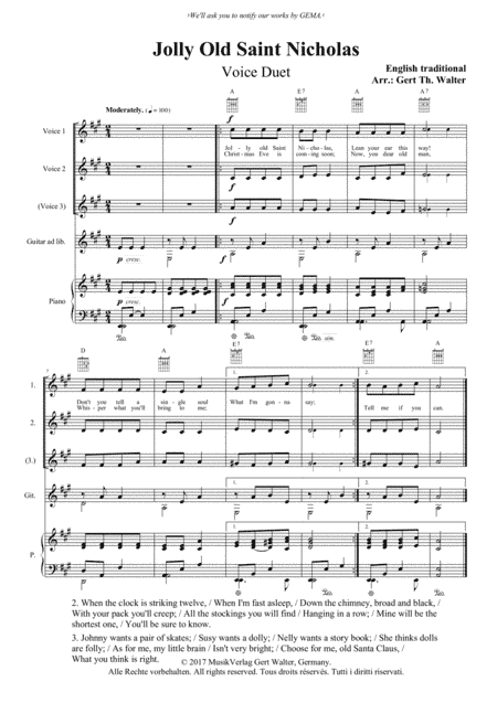 Jolly Old Saint Nicholas (arr. Gert Th. Walter)