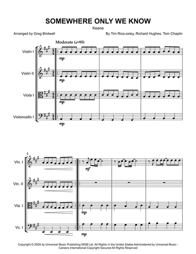Somewhere Only We Know (arr. Greg Birdwell)
