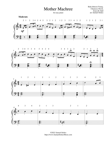 Mother Machree - for easy piano (arr. Samuel Stokes)