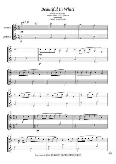 Beautiful In White (arr. Cássio Silva Chaves)