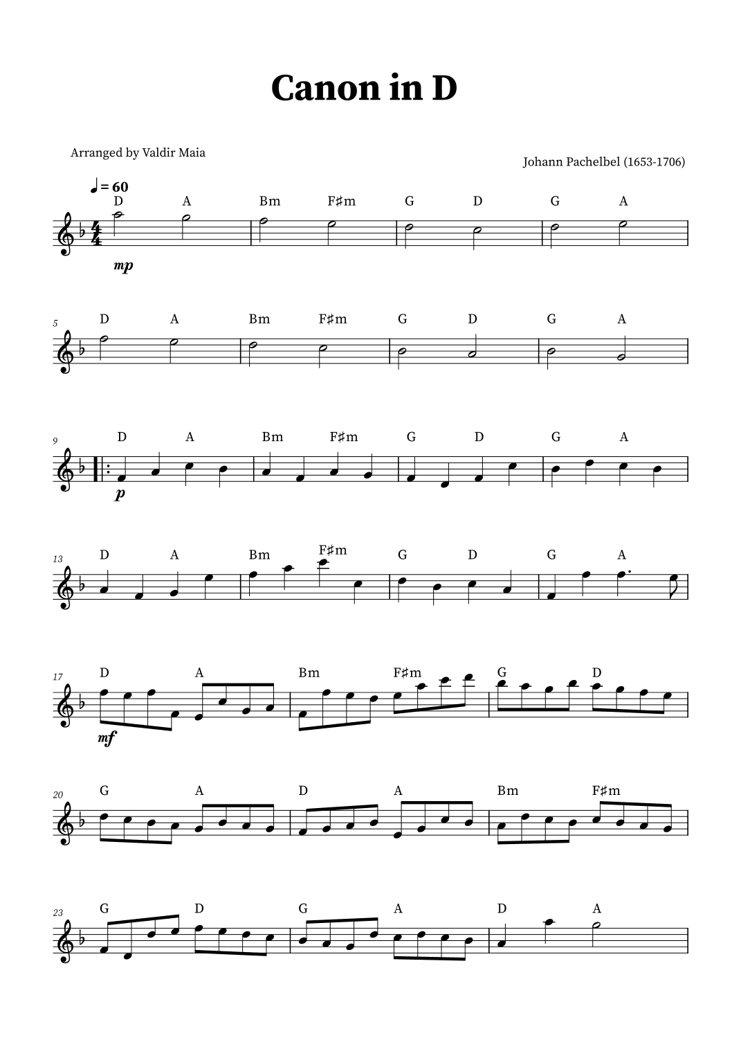Canon in D - Alto Sax Solo (+CHORDS) (arr. Valdir Maia)