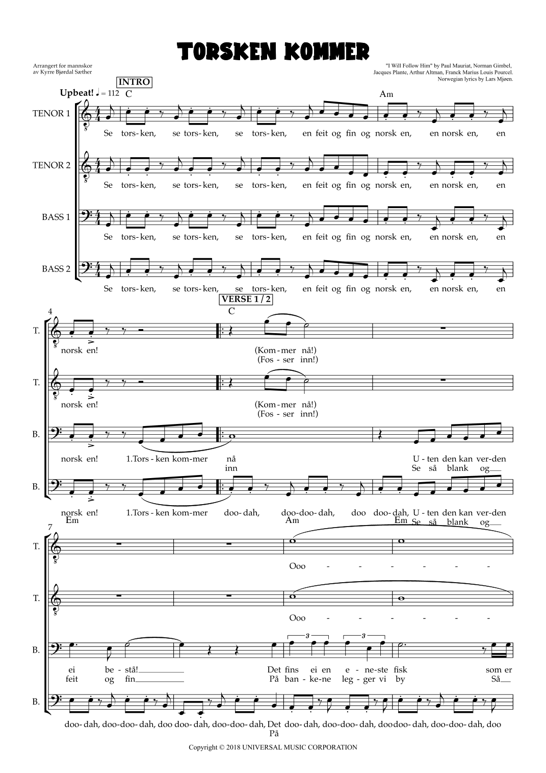 I Will Follow Him (you) (arr. Kyrre Bjørdal Sæther)