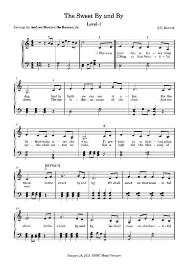 Sweet By and By Level-1 (arr. Andres Montecillo Bascar, Jr.)
