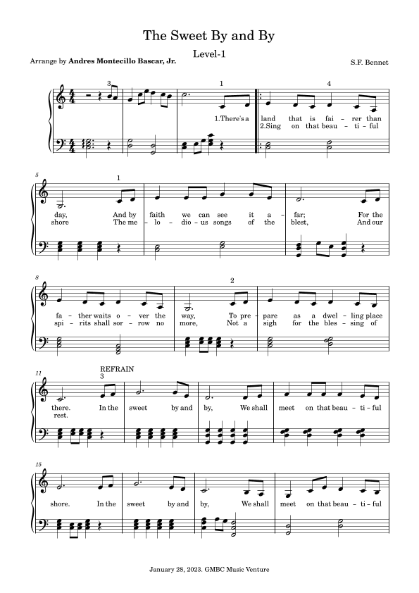 Sweet By and By Level-1 (arr. Andres Montecillo Bascar, Jr.)