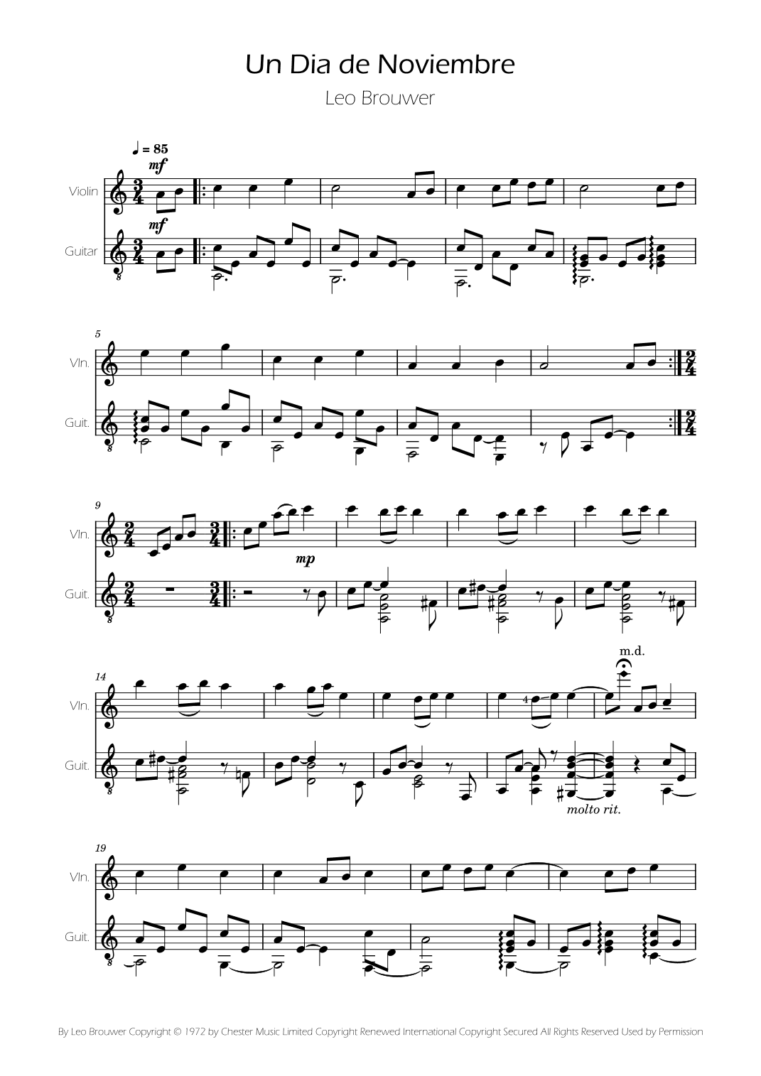 Un Dia De Noviembre (arr. Ygor Nunes)