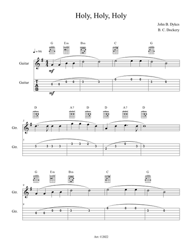 Holy, Holy, Holy (Guitar Solo or Duet with TAB) (arr. B. C. Dockery)