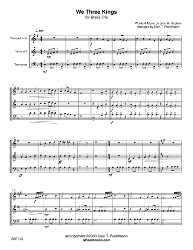 WE THREE KINGS - BRASS TRIO (unaccompanied) (arr. Glen Poehlmann)