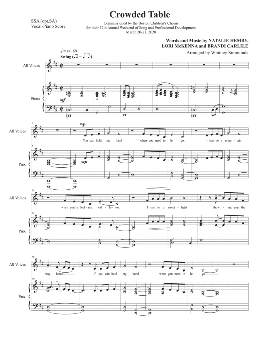 Crowded Table (arr. Whitney Simmonds)