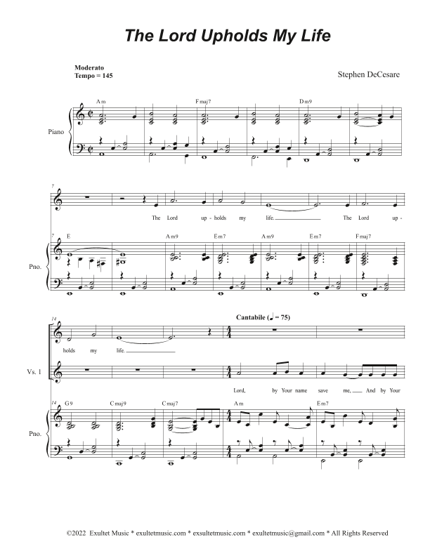 The Lord Upholds My Life (Vocal solo)