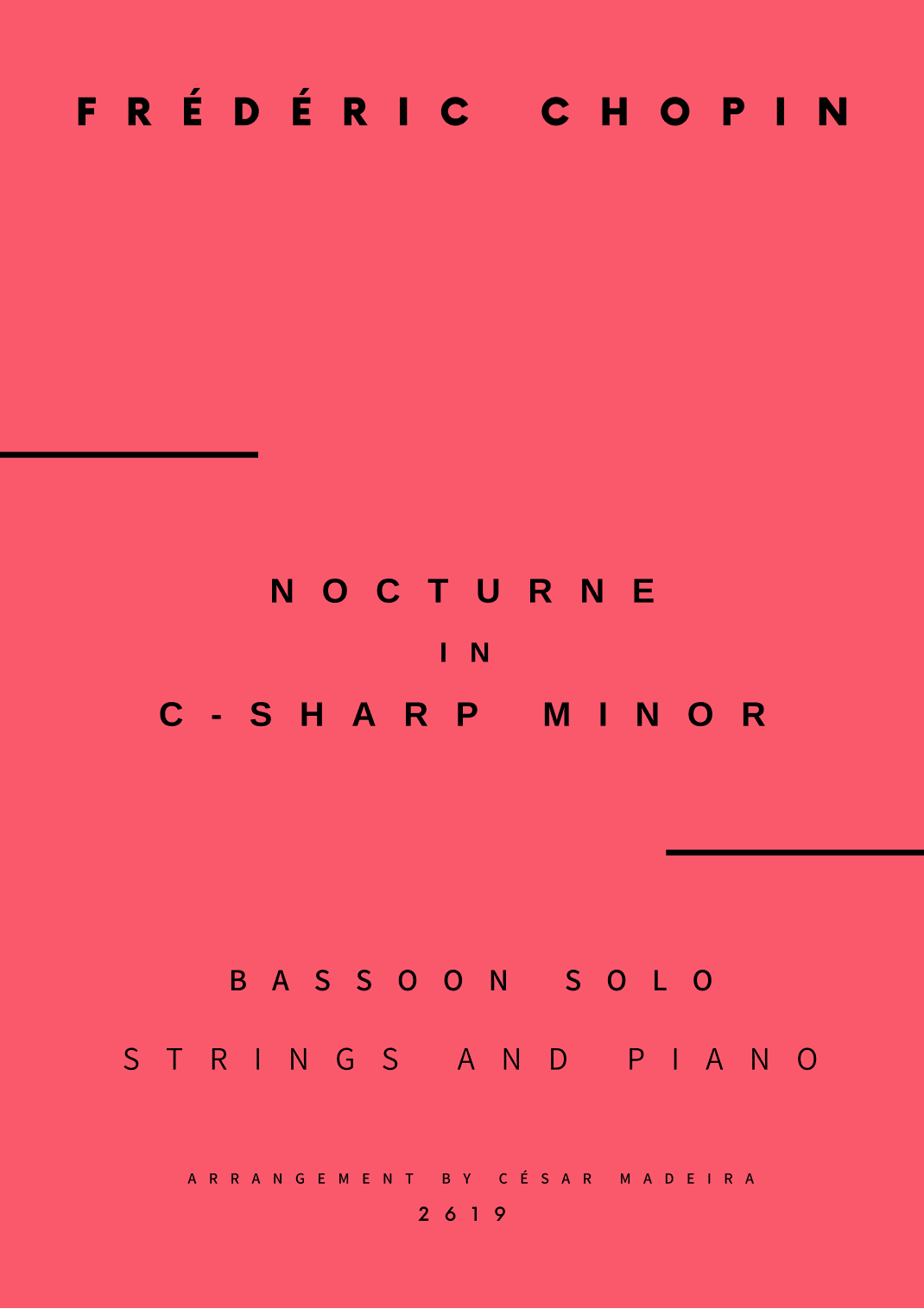 Nocturne No.20 in C Sharp minor - Bassoon Solo, Strings and Piano (Full Score and Parts) (arr. César Madeira)