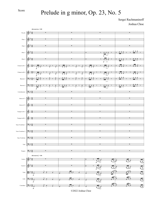 Prelude in g minor, Op. 23, No. 5 (arr. Joshua Choe)