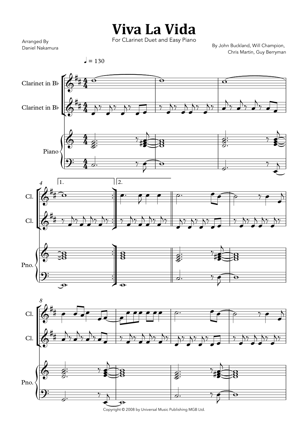 Viva La Vida (arr. Daniel Nakamura)