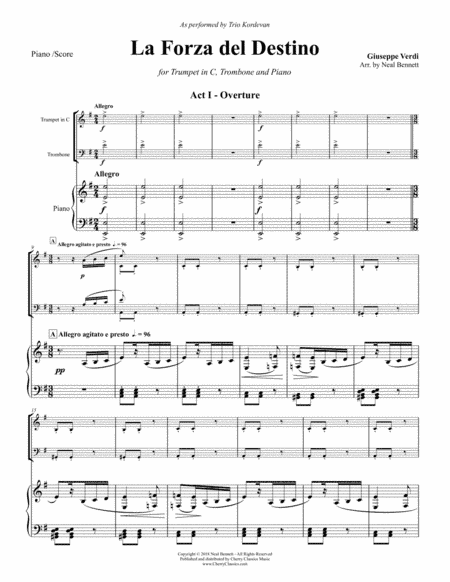 La Forza del Destino (Force of Destiny) Overture for Trumpet, Trombone and Piano (arr. Bennett, Neal)