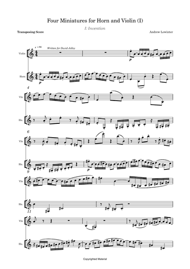 Four Miniatures for Horn and Violin