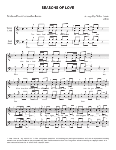 Seasons Of Love (arr. Walter Latzko)
