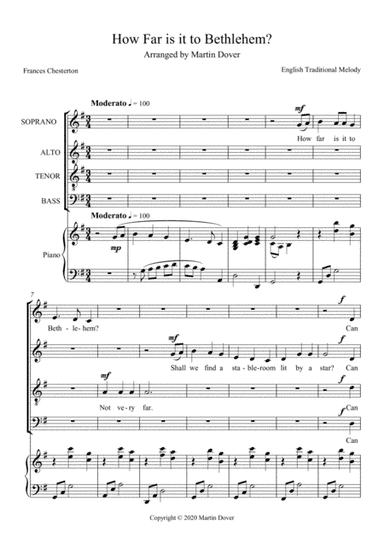 How far is it to Bethlehem? SATB Four part Choir (arr. Martin Dover)