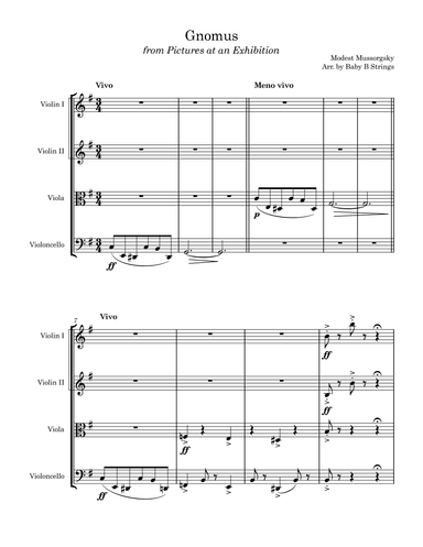 Gnomus from Pictures at an Exhibition - String Quartet (arr. Maurice Ravel, Belinda Niling Stohner)
