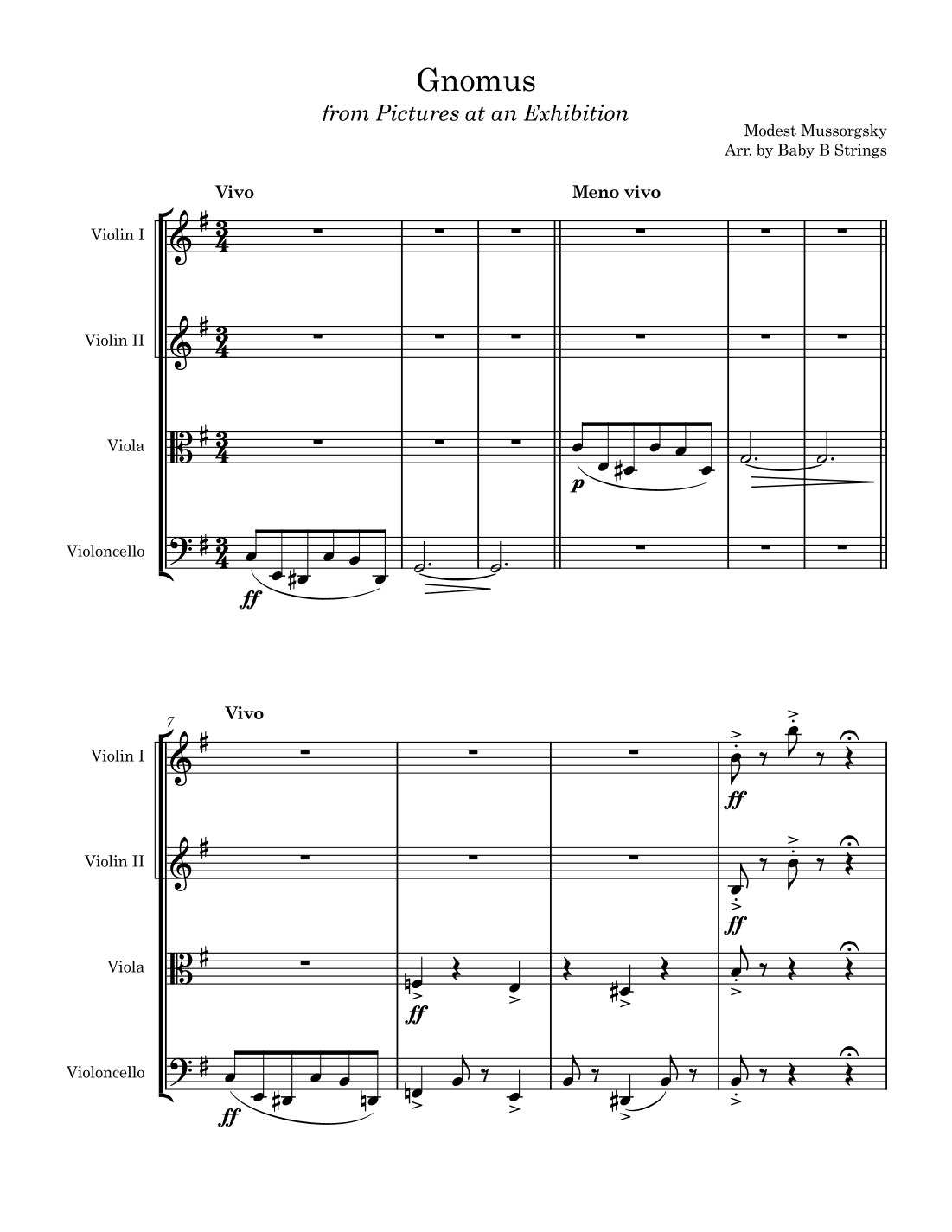 Gnomus from Pictures at an Exhibition - String Quartet (arr. Maurice Ravel, Belinda Niling Stohner)